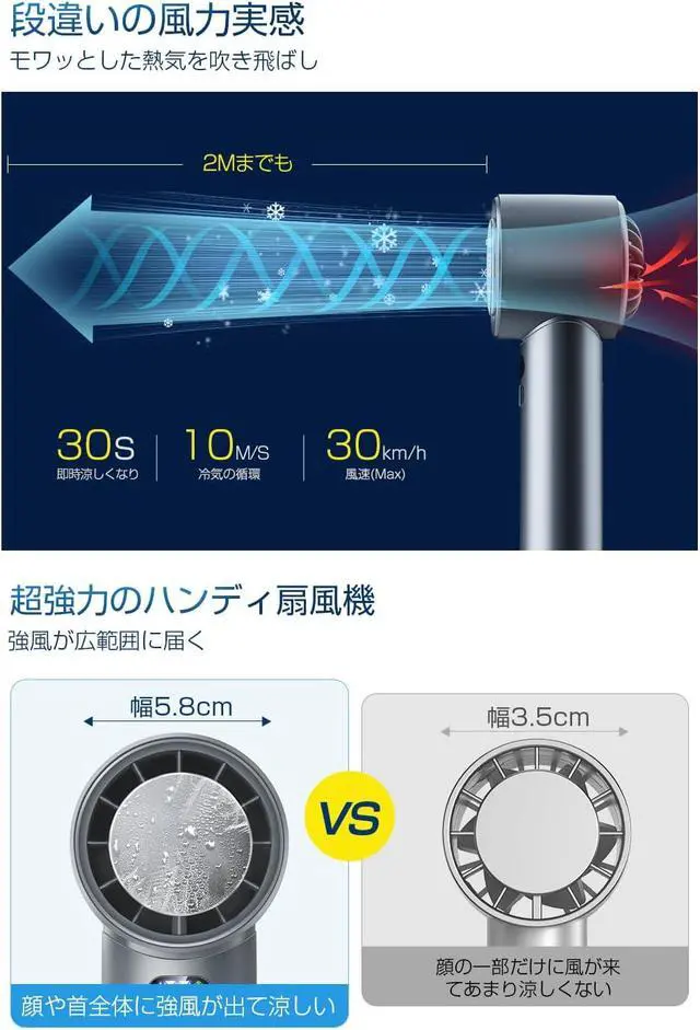 Alt view image 5 of 7 - Portable Fan, Handy Fan, 2024 Model with Cooling Plate, 3-in-1, Ultra High Speed Large Airflow, Desktop Fan, 5200 mAh, Instant Cooling, MAX-17% Cooling, Large Capacity, Rechargeable USB Fan, 1-100