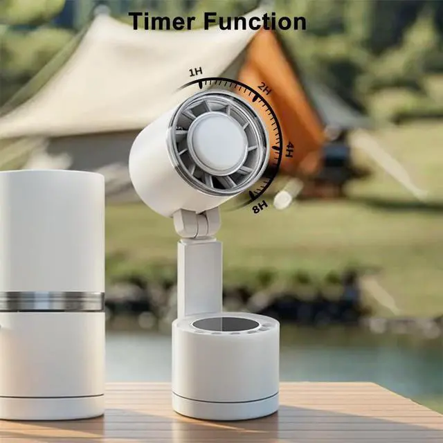 Alt view image 3 of 7 - UN UNITEDTIME Portable fan- Battery Operated Fan - 100 Speeds- LED Lighting- Table fans for Outdoor, Camping, Tent, Travel, Bedroom, Cruise RV (White)