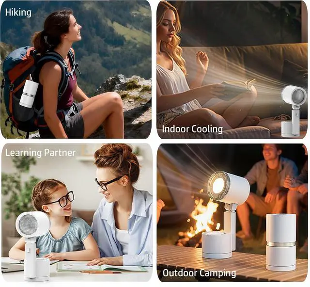 Alt view image 6 of 7 - UN UNITEDTIME Portable fan- Battery Operated Fan - 100 Speeds- LED Lighting- Table fans for Outdoor, Camping, Tent, Travel, Bedroom, Cruise RV (White)