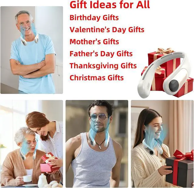 Alt view image 5 of 7 - Portable Neck Fan,Personal Wearable Bladeless Fan,LED Display,4-Speeds,6000mAh USB Rechargeable,360° Strong Cooling Wind,Hands Free,White Elephant Gift,Christmas Gifts for Men Women (off-white)