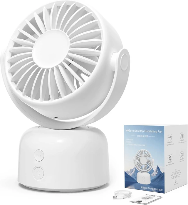 Main image of Small Oscillating Desk Fan USB Rechargeable 3 Speed Portable Mini Cooling Fan Quiet Personal Fan for Home Office Bedroom