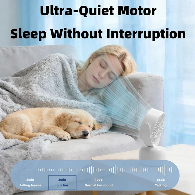 Alt view image 6 of 7 - Small Oscillating Desk Fan USB Rechargeable 3 Speed Portable Mini Cooling Fan Quiet Personal Fan for Home Office Bedroom