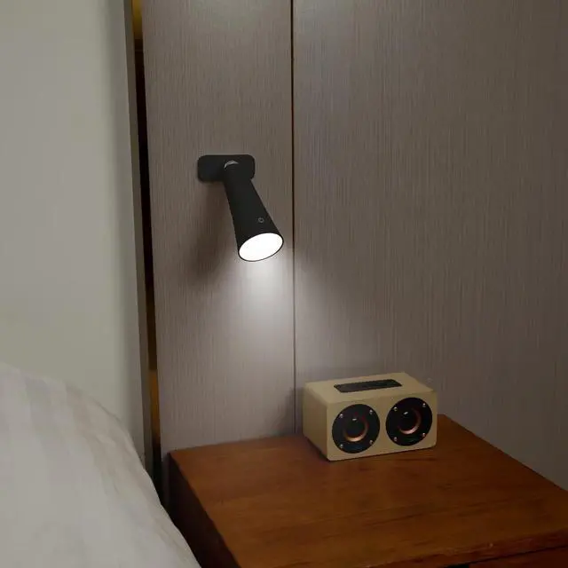Alt view image 4 of 6 - Xtralite Geo Optic LED Magnetic Lamp Rechargeable, Detachable Head, 4 Brightness Levels, Wall Mountable, Portable USB-C Lamp for Home, Office, or Bedroom, Black