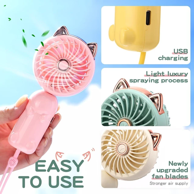 Alt view image 5 of 6 - Glooglitter 4 Pcs Mini Hand Held Fan Portable Lanyard Fan Folding Electric Hand Fan USB Rechargeable Battery Operated Mini USB Fan with 3 Speeds for Girls Women Home Office Travel Camping, 4 Colors