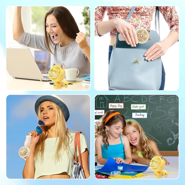 Alt view image 6 of 6 - Glooglitter 4 Pcs Mini Hand Held Fan Portable Lanyard Fan Folding Electric Hand Fan USB Rechargeable Battery Operated Mini USB Fan with 3 Speeds for Girls Women Home Office Travel Camping, 4 Colors