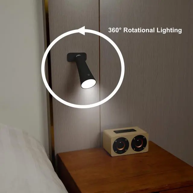 Alt view image 2 of 6 - Xtralite Geo Optic LED Magnetic Lamp Rechargeable, Detachable Head, 4 Brightness Levels, Wall Mountable, Portable USB-C Lamp for Home, Office, or Bedroom, Black