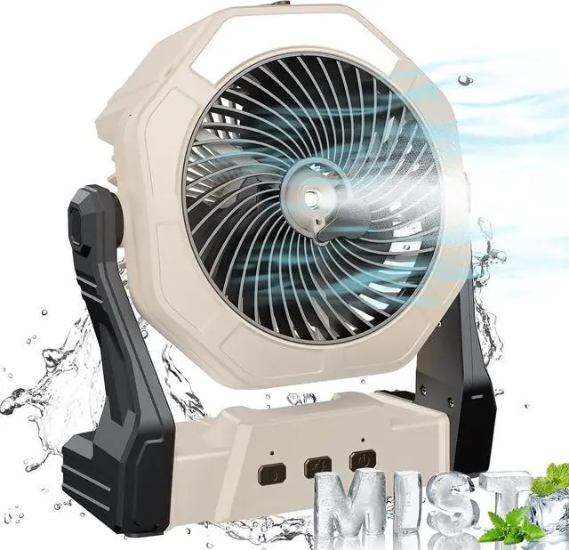 Main image of Portable Misting Fan, 8-Inch 10000mAh Rechargeable Battery Operated Fan, Personal Desk Fan with 250mL Water Tank & LED Lantern, Cooling Mist Fan for Home Desk, Patio, Camping, Outdoor&Indoor Use