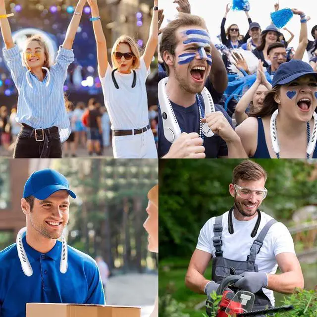 Alt view image 6 of 7 - LAESO Portable Neck Fan,Foldable Neck Fan Hands Free Bladeless Personal Fan,LCD Display USB Powered 3-Speed Neck Fan for Outdoor Indoor