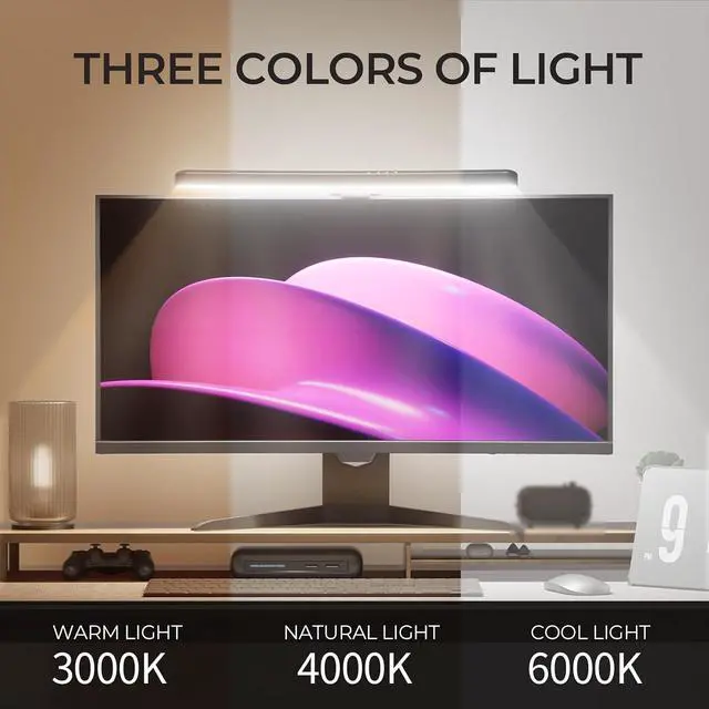 Alt view image 2 of 7 - Monitor Light Bar Curved, RGB Backlight, Computer Screen Lamp | Eye Care Dual Light Mode with Touch Control Timed, Gaming Accessory, Radius of Curvature 1500 mm