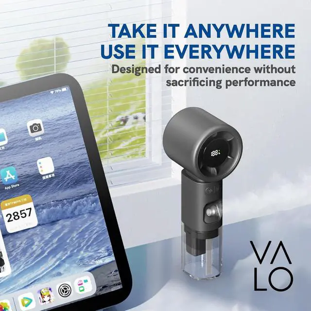 Alt view image 5 of 7 - Valo Portable Rechargeable Fan - Mini Cooling Fan for Travel, USB Desk Personal Fan with 4 Speeds, Quiet Operation, 2,000 mAh Battery, 50ml Water Tank - Titanium Gray