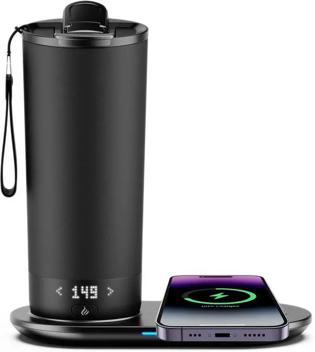 Main image of Temperature Control Heated Travel Mug Smart Self Heating Coffee Mug 20 Oz App Controlled LED Display coffee serving sets mug kept at a constant temperature for 4-10 hours (Black, 20 oz)