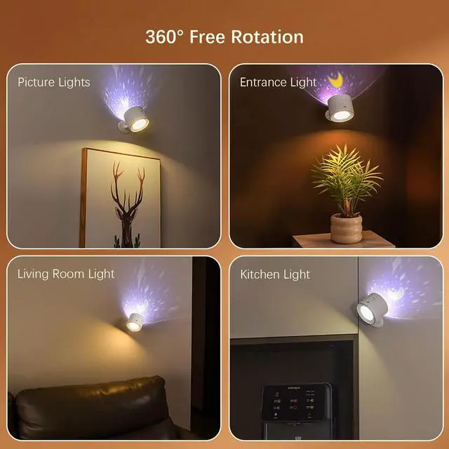 Alt view image 2 of 7 - LED Reading Light with Remote Control, 3 Color Temps & Stepless Dimming Night Lights, 360 Magnetic Rotation, USB Rechargeable Projection Lamp with Timer for Bedside Night Reading Kids Room Decor