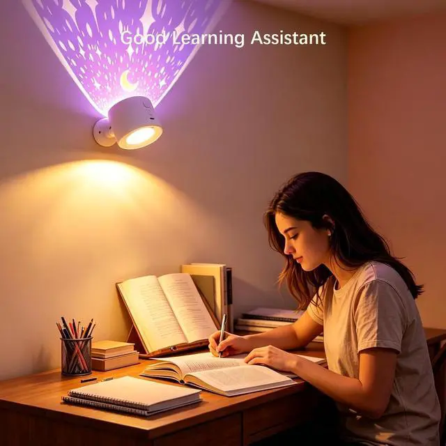 Alt view image 6 of 7 - LED Reading Light with Remote Control, 3 Color Temps & Stepless Dimming Night Lights, 360 Magnetic Rotation, USB Rechargeable Projection Lamp with Timer for Bedside Night Reading Kids Room Decor