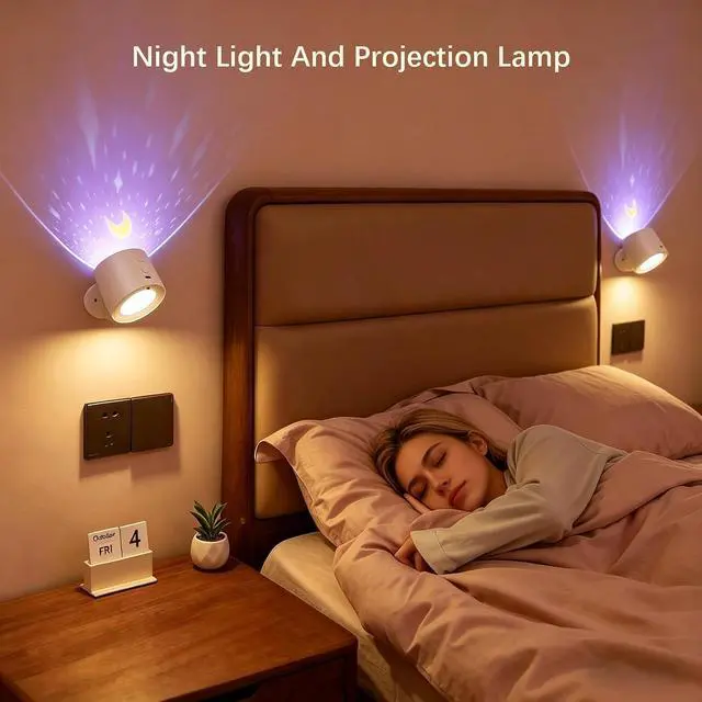 Alt view image 7 of 7 - LED Reading Light with Remote Control, 3 Color Temps & Stepless Dimming Night Lights, 360 Magnetic Rotation, USB Rechargeable Projection Lamp with Timer for Bedside Night Reading Kids Room Decor