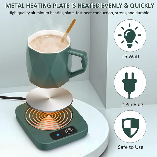 Alt view image 3 of 7 - Coffee Warmer with Ceramic Mug Set, Electric Coffee Warmer for Desk Home Office, 131 Temperature Control, 16 Watt, Smart Coffee Cup Warmer for Heating Coffee, Milk, Tea