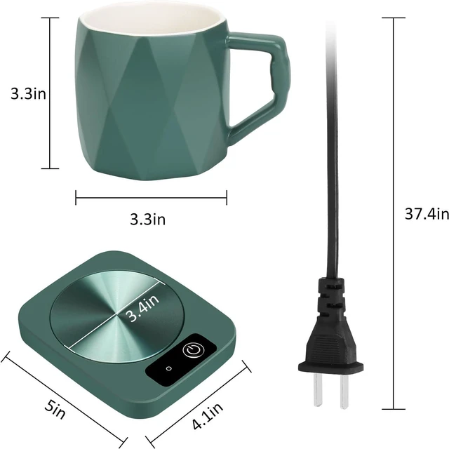 Alt view image 7 of 7 - Coffee Warmer with Ceramic Mug Set, Electric Coffee Warmer for Desk Home Office, 131 Temperature Control, 16 Watt, Smart Coffee Cup Warmer for Heating Coffee, Milk, Tea