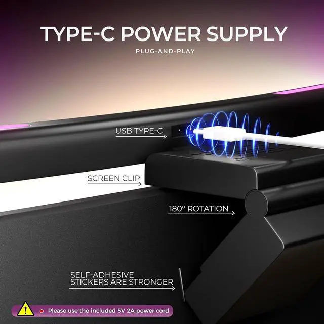 Alt view image 5 of 7 - Monitor Light Bar Curved, RGB Backlight, Computer Screen Lamp | Eye Care Dual Light Mode with Touch Control Timed, Gaming Accessory, Radius of Curvature 1500 mm