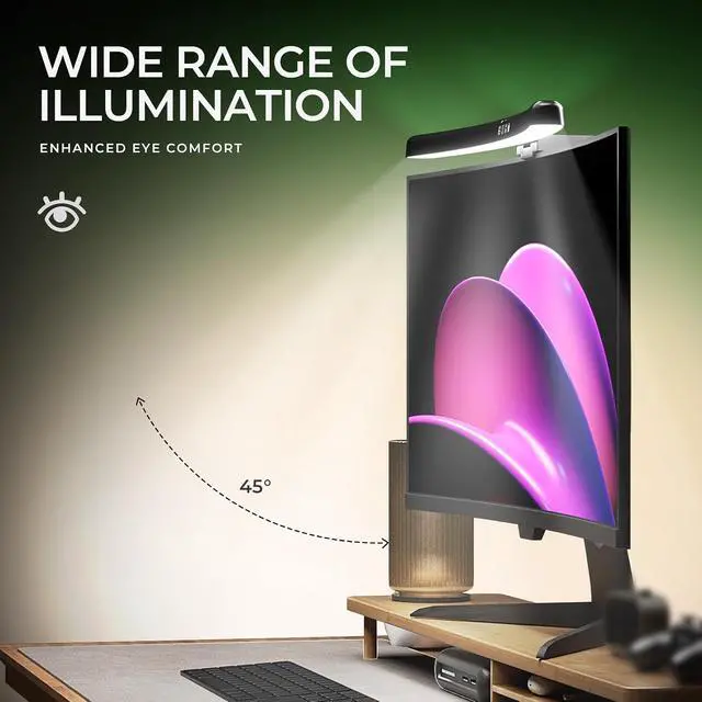 Alt view image 6 of 7 - Monitor Light Bar Curved, RGB Backlight, Computer Screen Lamp | Eye Care Dual Light Mode with Touch Control Timed, Gaming Accessory, Radius of Curvature 1500 mm