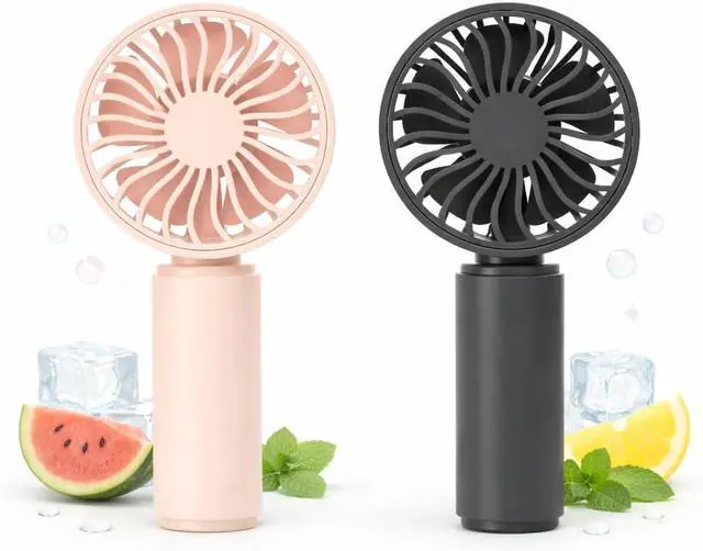 Main image of VanSmaGo 2 Pack Mini Handheld Fan, USB Rechargeable Portable Fan with 3 Speeds, Detachable Cover, Small Pocket Personal Fan for Women Makeup, Eyelash Extensions, Skincare and Office Desk