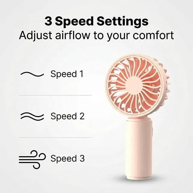 Alt view image 5 of 7 - VanSmaGo 2 Pack Mini Handheld Fan, USB Rechargeable Portable Fan with 3 Speeds, Detachable Cover, Small Pocket Personal Fan for Women Makeup, Eyelash Extensions, Skincare and Office Desk