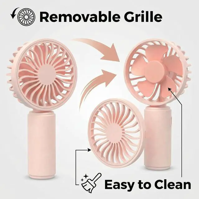 Alt view image 7 of 7 - VanSmaGo 2 Pack Mini Handheld Fan, USB Rechargeable Portable Fan with 3 Speeds, Detachable Cover, Small Pocket Personal Fan for Women Makeup, Eyelash Extensions, Skincare and Office Desk