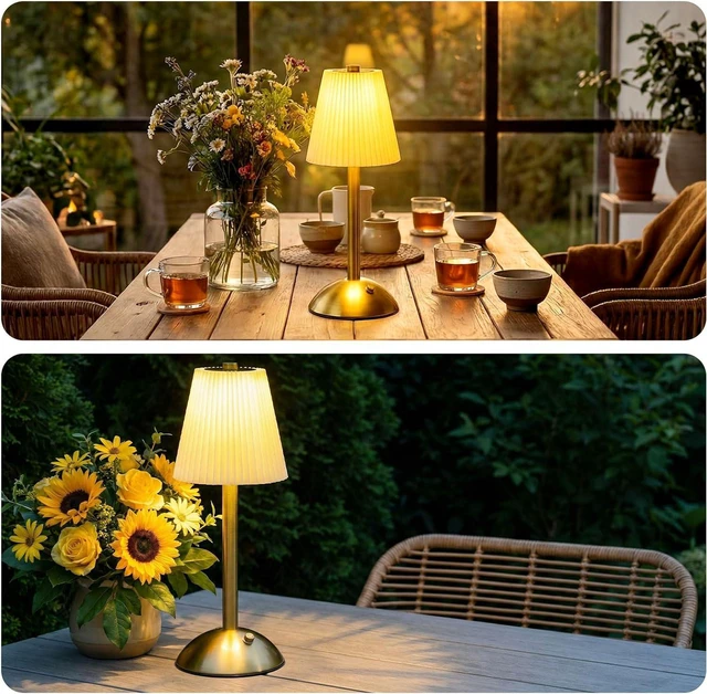 Alt view image 6 of 7 - Liliful 2 Pcs Cordless Table Lamp LED Touch, Gold, Beige Cloth Style