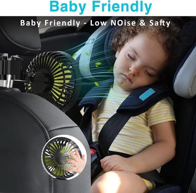 Alt view image 4 of 7 - Dealswin USB Car Seat Fan for Backseat: Protable Car Cooling Fan for Car Rear Seat Baby Kids, 3 Speeds and 360 Degree Rotatable Car Rear Seat Headrest Fan for Sedan, SUV, RV, Van Strong Wind Car Fans