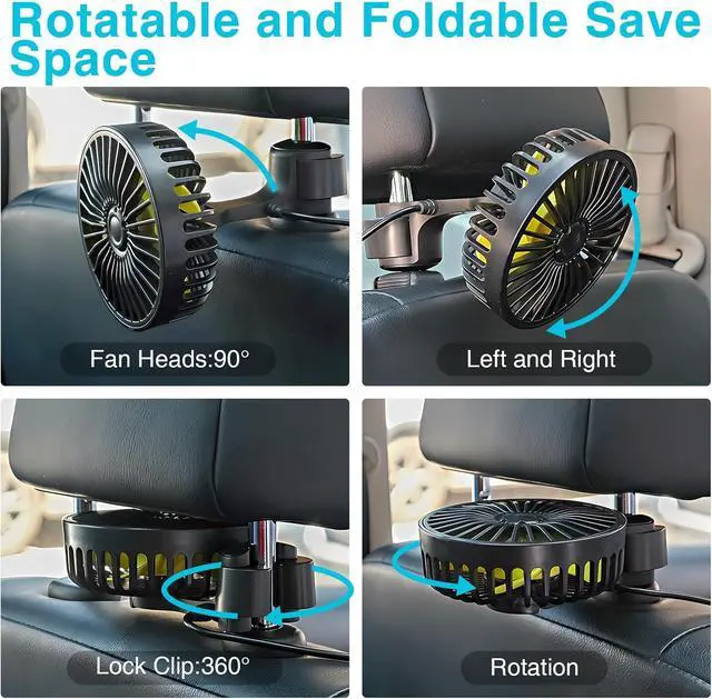 Alt view image 5 of 7 - Dealswin USB Car Seat Fan for Backseat: Protable Car Cooling Fan for Car Rear Seat Baby Kids, 3 Speeds and 360 Degree Rotatable Car Rear Seat Headrest Fan for Sedan, SUV, RV, Van Strong Wind Car Fans