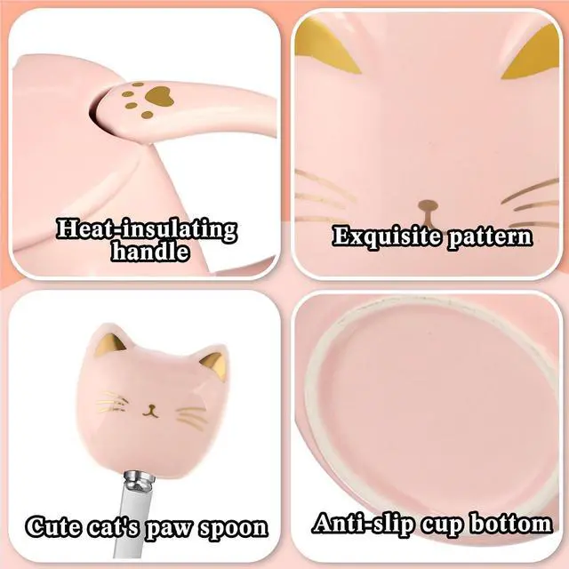 Alt view image 3 of 6 - Reallnaive Cat Coffee Cup Warmer Coffee Warmer with Mug for Women Electric Coffee Mug Heater Temperature Control Ceramic Cute Cat Smart Coffee Warmer for Office Christmas Birthday Gift (Pink)