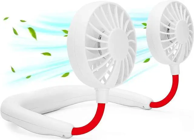 Main image of RJVW Portable Neck Fan, Hand Free Personal Hanging Neck Sports Fan USB Rechargeable (3 Speed Adjustable) Wearable Cooling Head Fan,360 Degree Free Rotation for Traveling, Sports, Office, Reading
