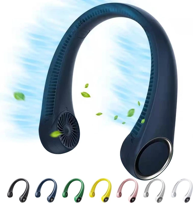 Main image of Personal Cooling Portable Neck Fans - 5000 mAh USB Rechargeable,360 Free Rotation & Lower Noise Bladeless Battery Operated Design with 3 Speeds Duration 48 hrs, Small Neck Air Conditioner(Blue)