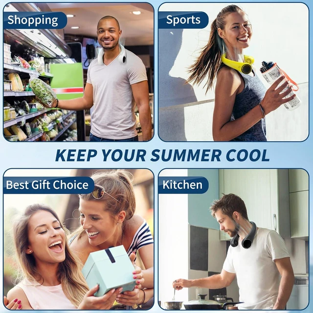 Alt view image 6 of 7 - Personal Cooling Portable Neck Fans - 5000 mAh USB Rechargeable,360 Free Rotation & Lower Noise Bladeless Battery Operated Design with 3 Speeds Duration 48 hrs, Small Neck Air Conditioner(Blue)