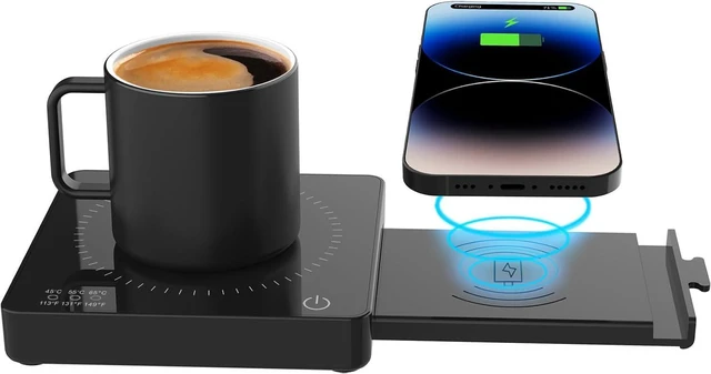 Main image of Coffee Mug Warmer with 15W Wireless Phone Charger & 3A USB Charging Port, 3 Temp Settings & 8H Auto Shut Off, Candle Warmer Plate for Heating Coffee, Milk, Tea & Candles