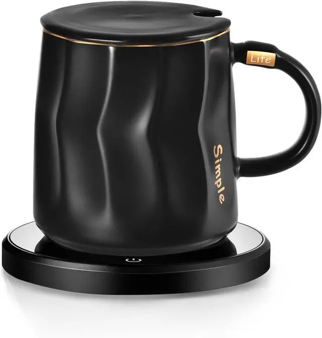 Main image of Coffee Mug Warmer Set, Smart Coffee Warmer for Desk Auto Shut Off, Cup Warmer for Office Home Use, 2 Temperature Control Heated, 13.5 oz Flat Bottom Coffee Mug, Gifts for Men, Matte Black