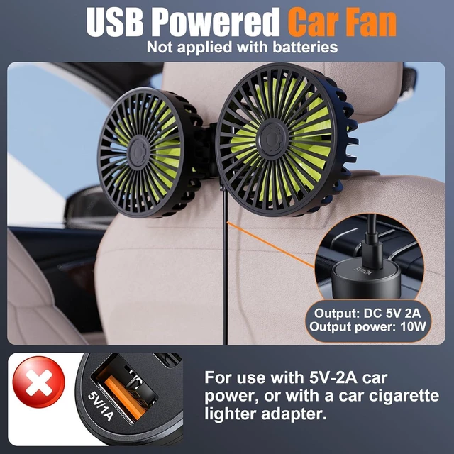 Alt view image 7 of 7 - Hayousui Dual-Head Fan for Car SUV RV Trunk