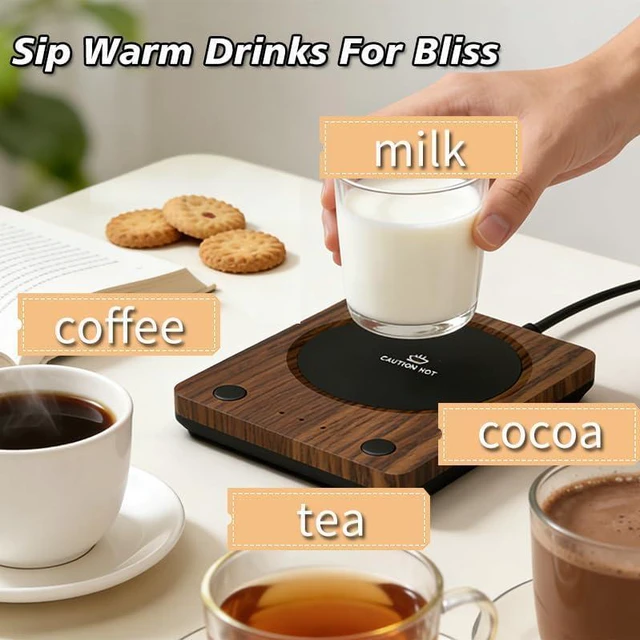Alt view image 2 of 7 - SEALON SLM03 Electric Coffee Mug WarmerKeeps Drinks at 131°FPerfect for Coffee, Tea, MilkDesk Cup Warmer for Home, Office, KitchenCompatible with Glass, Ceramic, and Metal Mugs, Wood