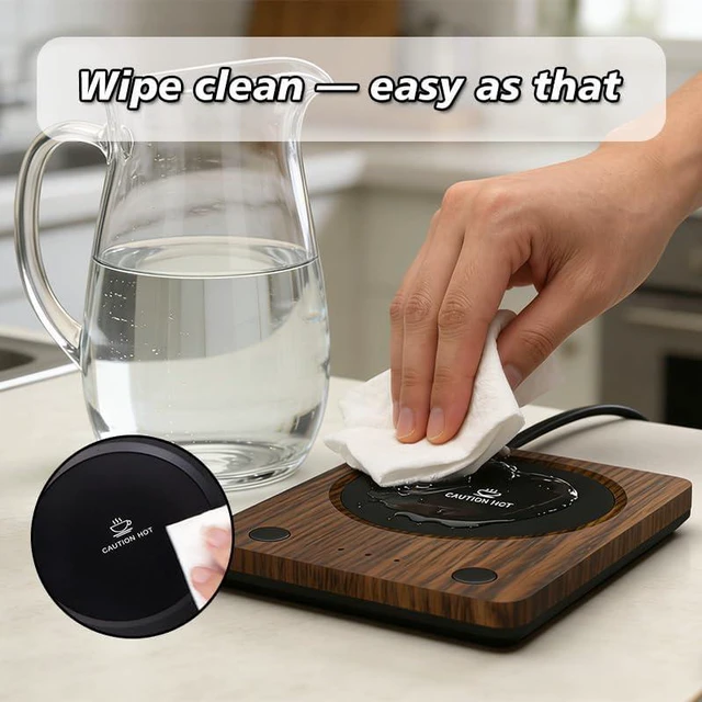 Alt view image 5 of 7 - SEALON SLM03 Electric Coffee Mug WarmerKeeps Drinks at 131°FPerfect for Coffee, Tea, MilkDesk Cup Warmer for Home, Office, KitchenCompatible with Glass, Ceramic, and Metal Mugs, Wood