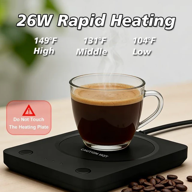 Alt view image 3 of 7 - SEALON SLM03 Electric Coffee Mug WarmerKeeps Drinks at 131°FPerfect for Coffee, Tea, MilkDesk Cup Warmer for Home, Office, KitchenCompatible with Glass, Ceramic, and Metal Mugs, Wood