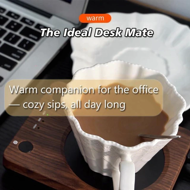 Alt view image 6 of 7 - SEALON SLM03 Electric Coffee Mug WarmerKeeps Drinks at 131°FPerfect for Coffee, Tea, MilkDesk Cup Warmer for Home, Office, KitchenCompatible with Glass, Ceramic, and Metal Mugs, Wood