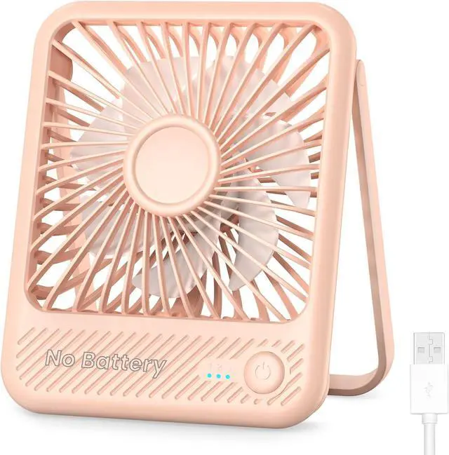 Main image of Koonie USB Desk Fan, Strong Wind Ultra Quiet Small Personal Fan with 180° Tilt Folding and 3 Speeds Adjustable, USB-C Corded Powered Mini USB Fan for Office Desktop Bedroom Pink, NO BATTERY
