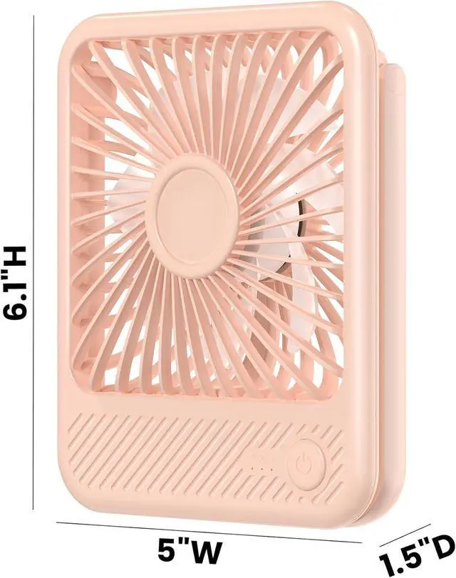 Alt view image 7 of 7 - Koonie USB Desk Fan, Strong Wind Ultra Quiet Small Personal Fan with 180° Tilt Folding and 3 Speeds Adjustable, USB-C Corded Powered Mini USB Fan for Office Desktop Bedroom Pink, NO BATTERY