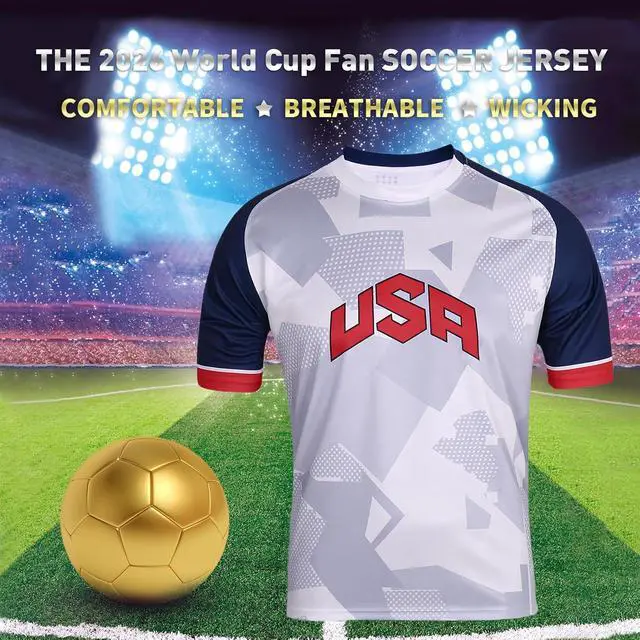 Alt view image 3 of 6 - Fan Jerseys Countries Official 2022 World Cup Fan Jerseys Countries/Styles Argentina, Brazil, Mexico & Compatible with USA, A, Small