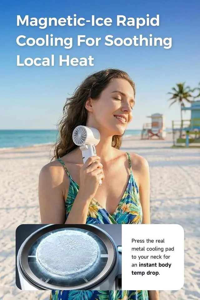 Alt view image 4 of 7 - Portable Handheld Fan, Cold Spot, Retractable USB-C Cable, 6000mAh Rechargeable Personal Turbo Fan, Powerful 100-Speed Wind, LED Display,135° Adjustable-Cooling on Table/Neck/Travel/Camping (White)