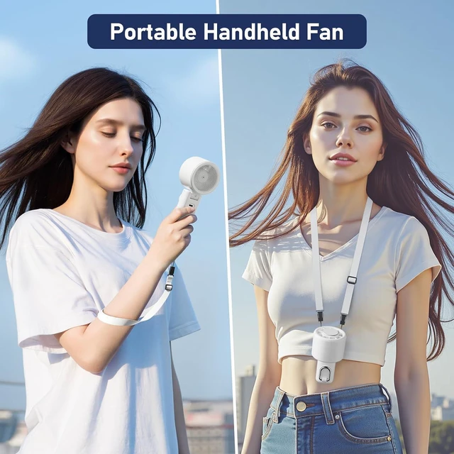 Alt view image 6 of 7 - CIVPOWER Handheld Fan: Portable Small Ice Cooling Plate- 4000mAh Rechargeable 100 Gear High-Speed Turbo 10500 RPM - Personal Foldable Battery Operated for Travel Indoor Outdoor Women Men (White)