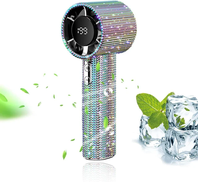Main image of Diamond Portable Fan - Full Diamond Luxury Handheld Turbo Fan, Max 199 Wind Gear, Rechargeable with Digital Display, Up to 6 Hours Battery Life for Outdoor, Travel, Office (Gradient)