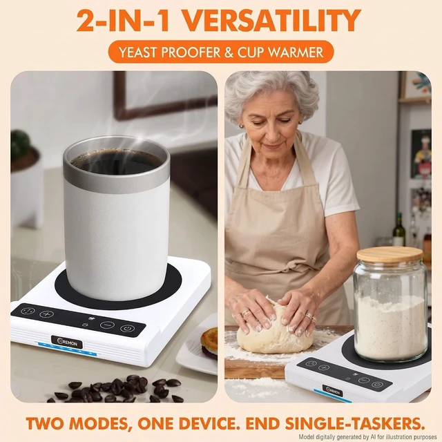 Alt view image 3 of 7 - 2026 Upgraded 2 in 1 Sourdough Warmer Mat & Cup Warmer, Smart Digital Heating Mat with Timer Dual Display for Sourdough Starter, Yeast Proofer, Coffee Mug Warmers