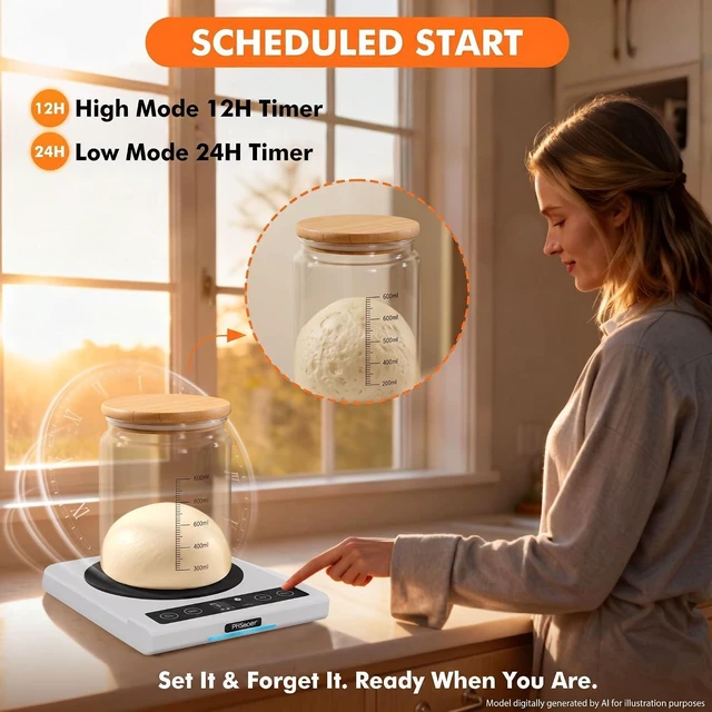 Alt view image 5 of 7 - 2026 Upgraded 2 in 1 Sourdough Warmer Mat & Cup Warmer, Smart Digital Heating Mat with Timer Dual Display for Sourdough Starter, Yeast Proofer, Coffee Mug Warmers