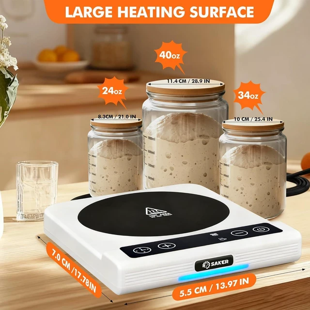 Alt view image 6 of 7 - 2026 Upgraded 2 in 1 Sourdough Warmer Mat & Cup Warmer, Smart Digital Heating Mat with Timer Dual Display for Sourdough Starter, Yeast Proofer, Coffee Mug Warmers