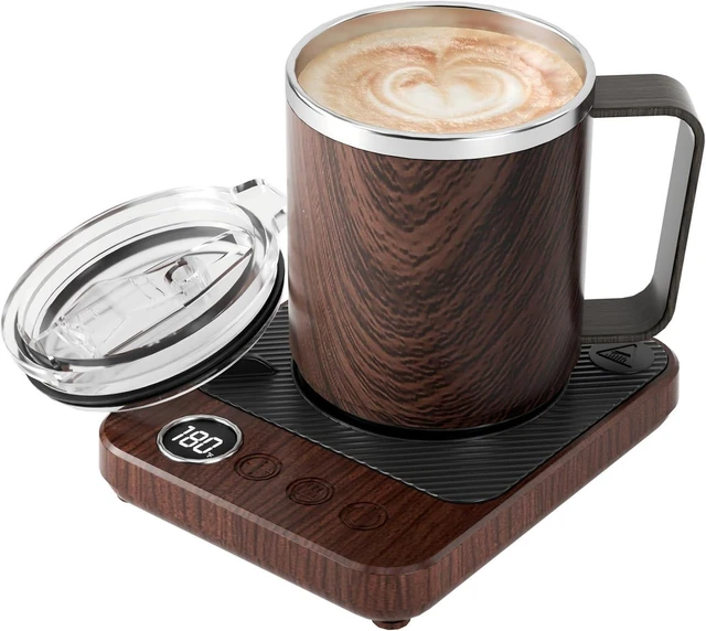 Main image of Coffee Mug Warmer & Mug Set for Desk, Electric 36w Coffee Cup Warmer with Auto Shut Off, Timer. Smart Cup Mug Heater with 16oz Cup for Warming and Heating Coffee, Beverage, Candles, Tea, Cocoa, Wood
