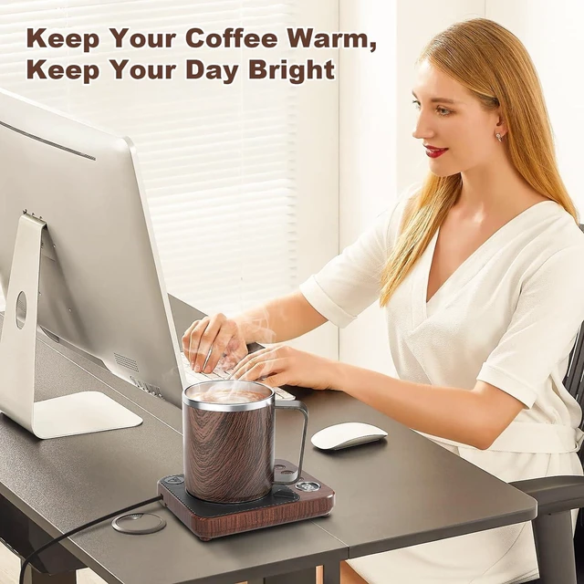 Alt view image 4 of 7 - Coffee Mug Warmer & Mug Set for Desk, Electric 36w Coffee Cup Warmer with Auto Shut Off, Timer. Smart Cup Mug Heater with 16oz Cup for Warming and Heating Coffee, Beverage, Candles, Tea, Cocoa, Wood